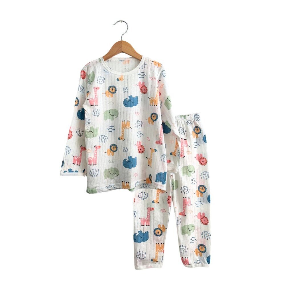 NWT Cute Unisex Sleep N' Play Long Sleeve Top & Pants Pajamas Set Animals 8Y